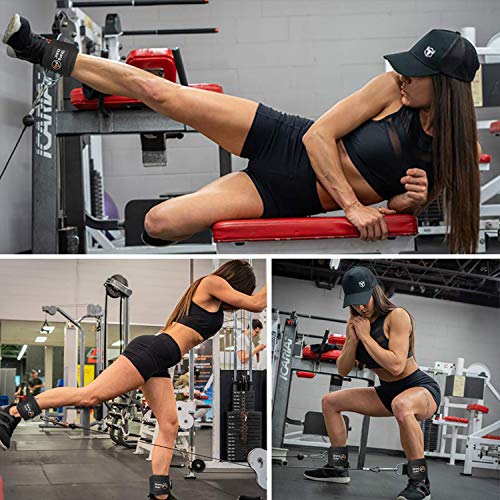 SKANG DUKE Fitness Padded Ankle Straps for Cable Machines for Kickbacks, Glute Workouts, Leg Extensions Exercise,and Hip Abductors, Adjustable Neoprene Ankle Cuff (Black, 1pc with Plastic Bag)