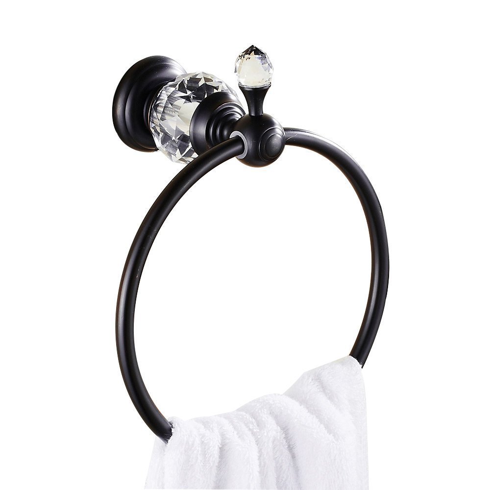 Nokozan Luxury Crystal Series Oil-rubbed Bronze Fished Batrhoom Towel Ring Holder Wall Mouted