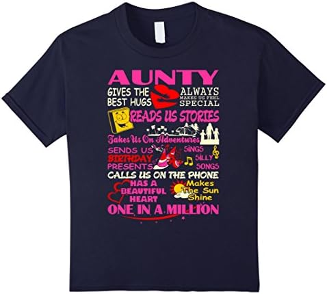 Kids Aunty Gives Best Hugs One In A Million Tshirt 12 Navy