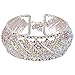 EleQueen Women's Austian Crystal Cuff Bangle Bracelets Open End Wide Bridal Bracelet Iridescent Clear AB