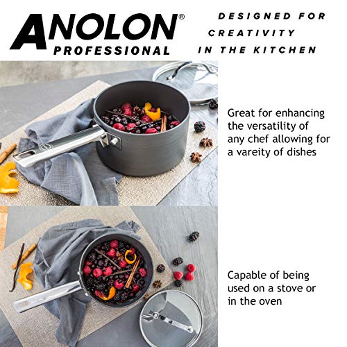 Anolon Professional Hard Anodised 3 Piece Saucepan SetBlack Set of 3