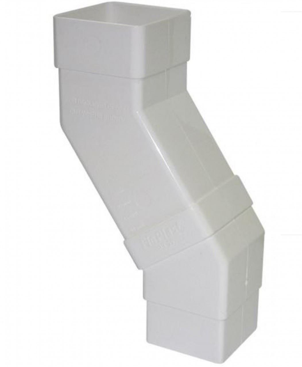 FLOPLAST 65mm Square Downpipe Adjustable Offset Bend - White - Pack of 2