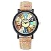 Top Plaza Women Vintage Retro Compass Camouflage Wooden Like Leather Strap Analog Quartz Wrist Watch
