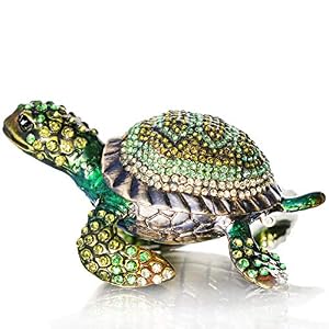 WaltzF-Diamond-turtles-Hinged-Trinket-Box-Hand-painted-Animal-Figurine-Collectible-green