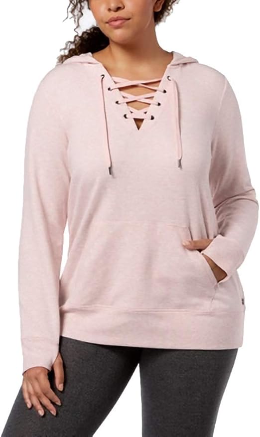 pink lace up hoodie