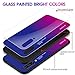 A70 Glass Case,IVY Galaxy A70 Case with [Soft TPU Edge + Tempered Glass Back Cover][Color Gradation][BE Yourself] for Samsung A70 SM-A705 - Blue&Black