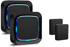 Door Sensor, Wireless Door Alert Chime Kit for Home/Office/Store, Coolqiya Door Open Chime Alarm Entry Alert System Operating at 600 FT Range with 5 Volume Levels & 58 Melodies, LED Flash (Black)