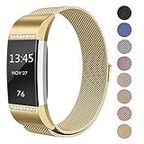 SWEES Metal Bands Compatible Fitbit Charge 2, Milanese Stainless Steel Metal Magnetic Replacement Wristband Small & Large (5.5