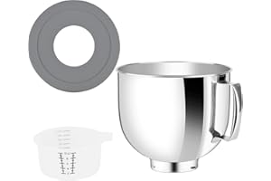 KLTCHONALD 5 Quart Stainless Steel Mixer Bowl with Lid Compatible with Kitchenaid Artisan&Classic Series 4.5-5QT Tilt-Head Mixer,Mixer Bowl Cover to Prevent Spilling of Ingredients