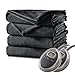 Sunbeam - Queen Size Heated Blanket Luxurious Velvet Plush with 2 Digital Controllers and Auto-Off Feature - 5yr Warranty, Charcoal
