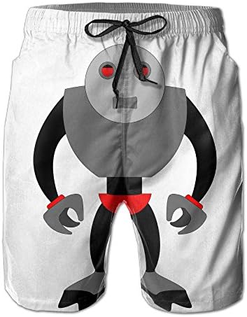 Beach Walk Shorts Cartoon Robot Mens Graphic 2017 Hot