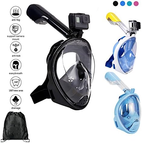 Superior views 180°Compatible Full Face Snorkel Mask,Full Face Design See More With Larger Viewing Area Than Traditional Masks,longer Snorkeling Tube (Pink, L/XL)