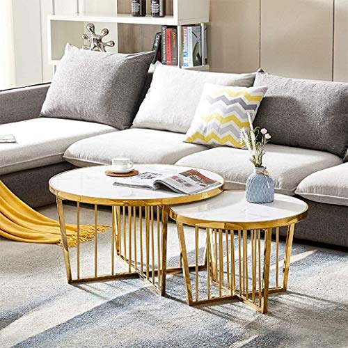 NJYT Modern Coffee Tables Storage Tables Round Tea Table Marble Side Table for Living Room Home and Office Furniture… - Image 8