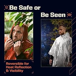 PREPARED4X Emergency Rain Poncho with Mylar Blanket