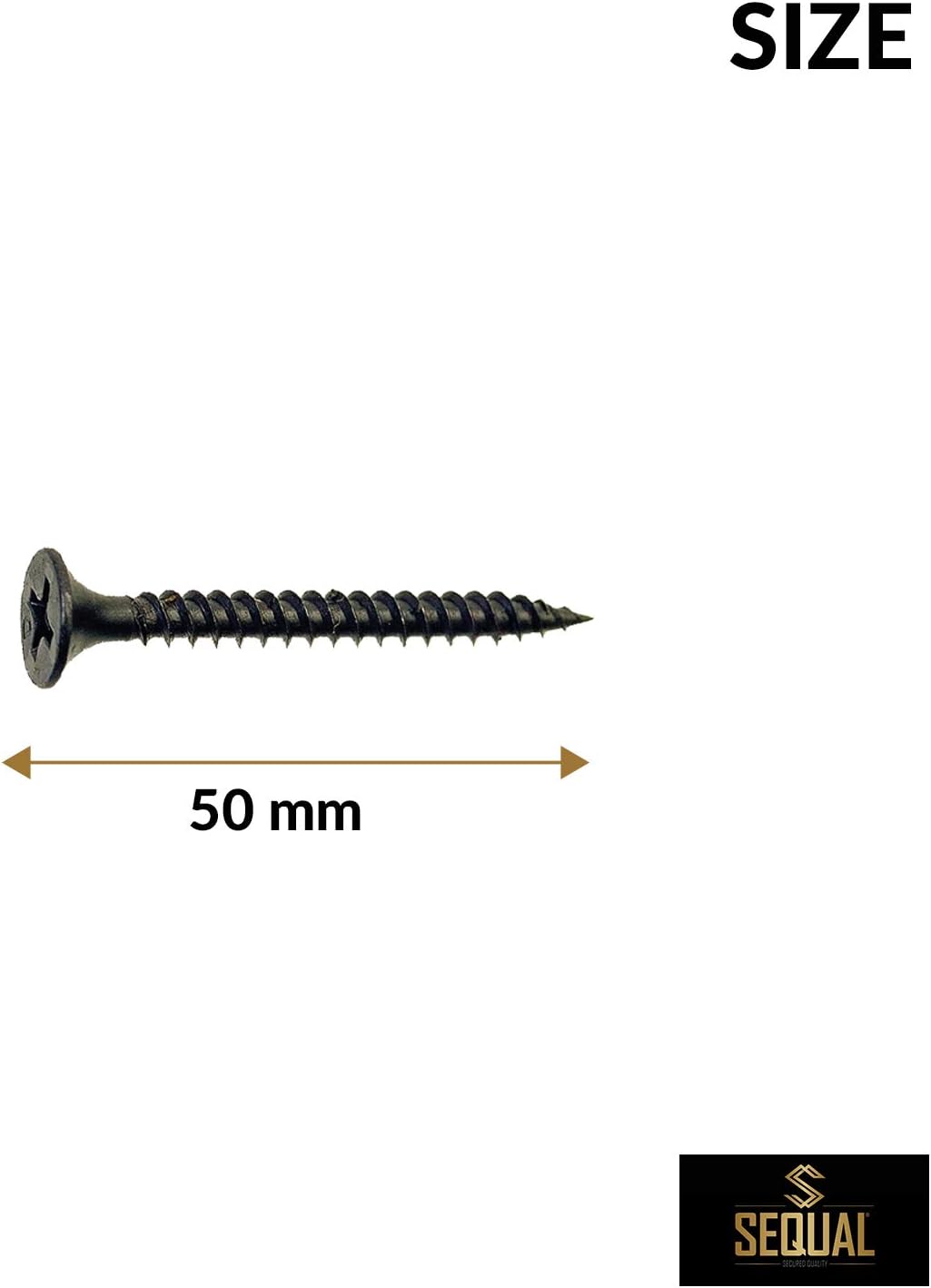SEQUAL® 200 Pack Firmfix Fine Thread Drywall Screws CE Marked Phillips Bugle Head. Corrosion-Resistant. Black Phosphate Finish. Sharp Piercing Point. (3.5 x 50mm) - Image 4