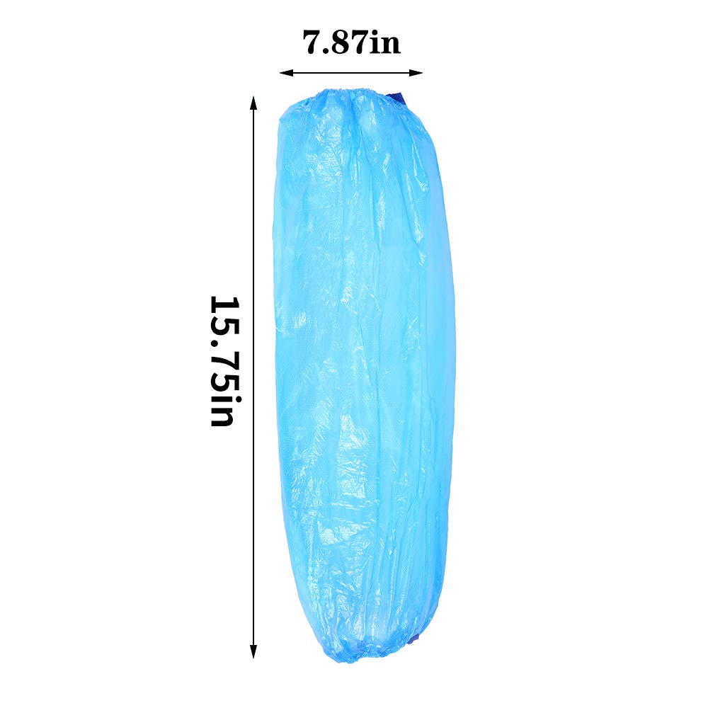 STGOOD Disposable PE Sleeves Covers, 100PCS Transparent Blue Waterproof Arm Protectors, 15.7 Inches - Image 5