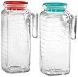Bormioli Rocco Gelo 2-Piece Glass Pitcher Set with Lids, Red and Green 1.2 liter (Kitchen)