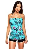 Women`s figure Bandeau Push Up Tankini / hotpants two pieces flav-1006BH-f4915