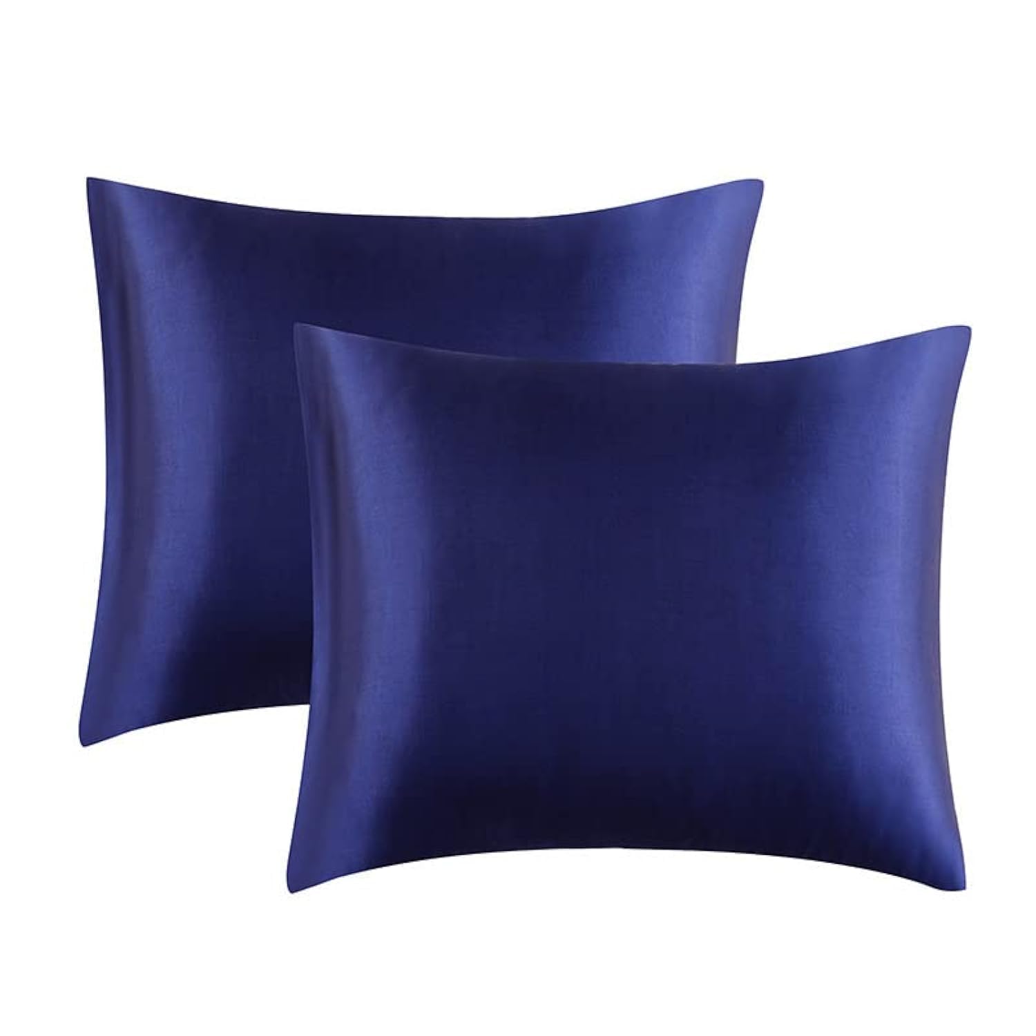 Juwenin Home 2 Pack Satin Silk Pillow Case Soft Pure Mulberry pillow Case Cover for Hair and Skin with Envelope Closure (Navy, Standard(50x75cm)) — image 1