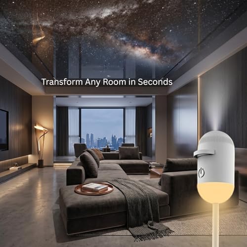 2-in-1 Galaxy Projector Night Light, USB Starry Sky Night Light Projector with Adjustable Brightness, Mini LED Projection Lamp for Bedroom Ceiling Wall Room Decor