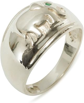 925 Sterling Silver Real Genuine Emerald Womens Solitaire Elephant Engagement Ring Amazon Com