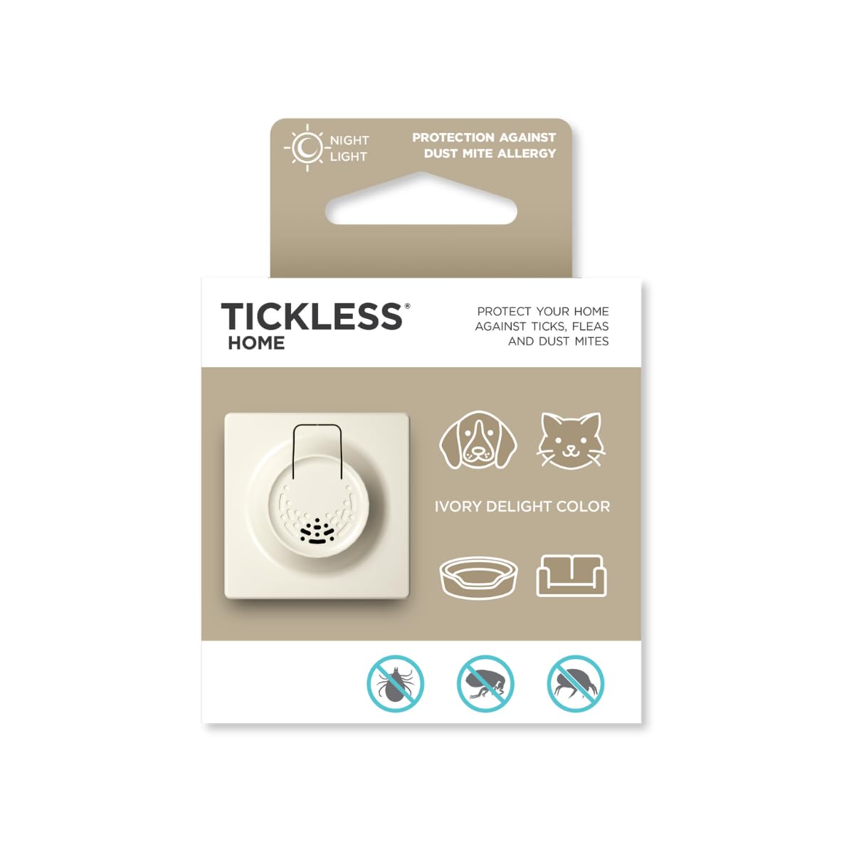 Tickless Home Ultrasonic Plug-in Tick Flea and Dust Mite Repellent for Home Ivory Delight