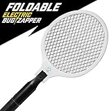Bug Zapper Fly Swatter Racket – Indoor and Outdoor Electric Insect, Bee, Wasp, Mosquito, Fly, Gnat and Stinger Bug Killer and Repeller - Takes Just One Swing To Zap with 3-Layer Safety Mesh
