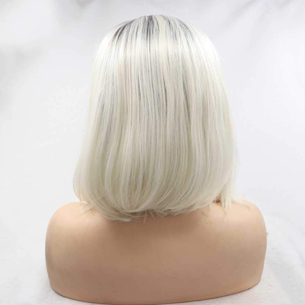 Xiweiya Wigs Synthetic Blonde Ombre Lace Front Bob Wig Synthetic Blonde Short Straight Wigs For Women Hair Heat Resistant Fiber Short Bob Hair - Image 5