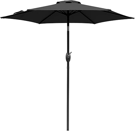 Amazon Com Sunvivi Outdoor 7 5 Ft Patio Umbrella Outdoor Market Table Umbrella With Crank 6 Ribs Polyester Canopy Black Garden Outdoor