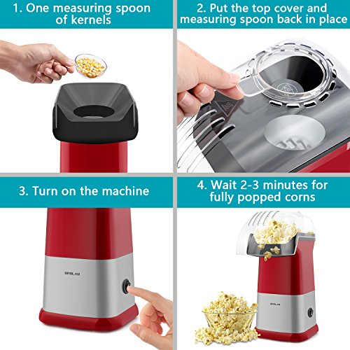 Hot Air Popcorn Poppers for Home, 1200W Popcorn Maker Machine for
