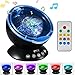SOLLED Ocean Wave Projector 12 LED Remote Control Night Light Wave Projector for Kids 7 Colors Undersea Projector Lamp with Mini Music Player for Living Room Bedroom - Black