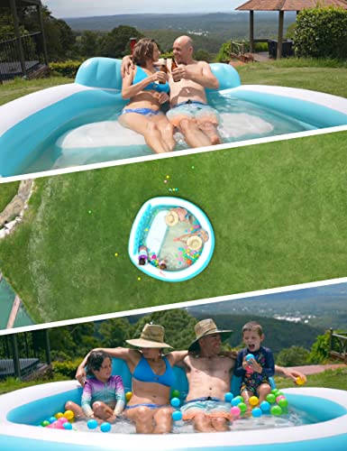 Evajoy Inflatable Kiddie Baby Pool, 3 Rings Full-Sized Inflatable Swimming Family Pool with Seats, 88