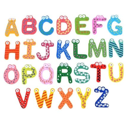 Imanes de nevera de madera con letras de la A a la Z de BOBOJW ...