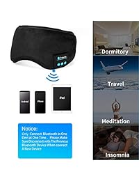 Auriculares para dormir con Bluetooth, Máscara de ojos inalámbrica para dormir con música inalámbrica amigable con la piel Perytong, Auriculares para dormir mejorados para viajes, Sombras de ojos con manos libres para dormir Bluetooth Altavoces incorporad