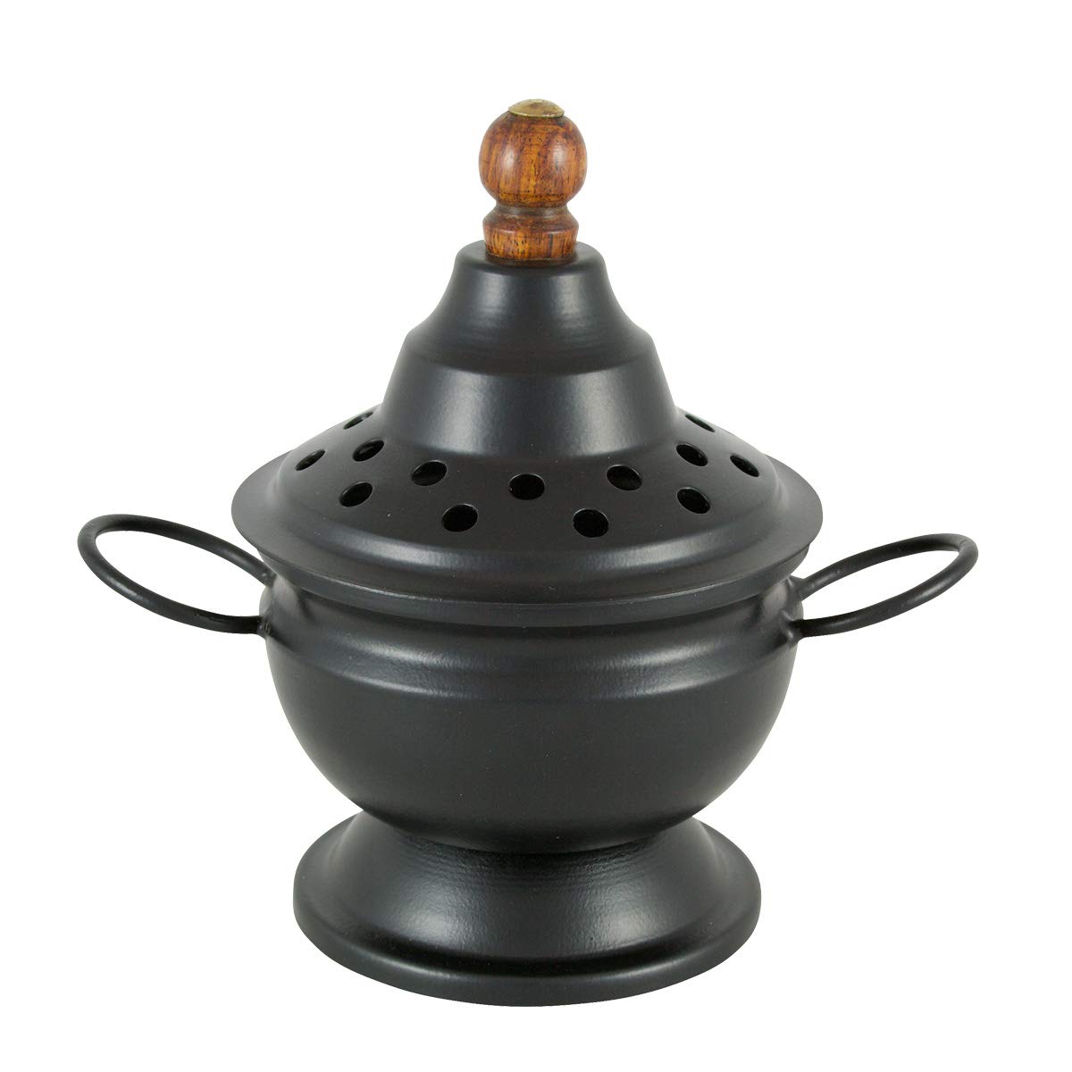 NKlaus Ø 9,5cm incense burner metal black colour lid removable incense burner modern operating mode incense on sand incense herbs resins extra light 3287