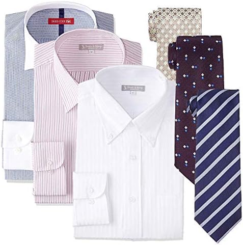 ドレスコード101 形態安定 長袖 ワイシャツ ネクタイ 6点セット 福袋 プレゼントにも最適 おしゃれなコーディネート選べる10サイズ Fuku S3n3 メンズ