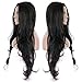 Fyonas Hair Long Wavy Lace Front Wigs for Women Natural Looking Wave Guleless Wig Half Hand Tied Heat Resistant Synthetic Fiber (22 Inch,Black Color)