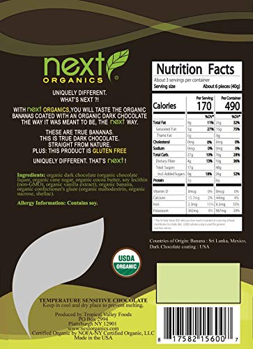 Next Organics Dark Chocolate Fruit Variety Pack (4 oz Cherry, Coconut, Banana) (Pack of 3)