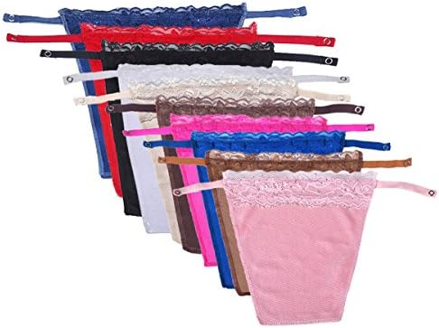 TZSJGL 10pcs Women Navy Mock Camisole Clip On Coffee Cami Red Lace Overlay Modesty Panel