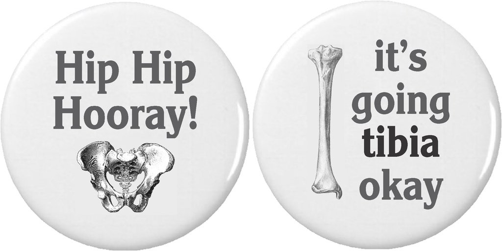 Set 2 Hip Hooray / going tibia okay MAGNETS Medical School Skeleton Anatomy Science Goth Humor