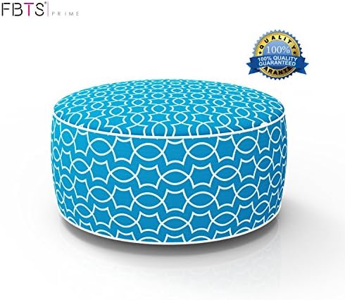 FBTS Prime Inflatable Stool Ottoman Portable Travel Bean Bag Cushion Light Blue Color Indoor/Outdoor Round Inflatable Footstool for Kids and Adults Used for Camping Patio Home Yoga Meditation