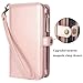 Harryshell Galaxy S10 Plus Wallet Case, Detachable PU Leather 11 Card Slots Mirror Zipper Wallet Flip Protective Case Cover Wrist Strap for Samsung Galaxy S10 Plus (Rose Gold)