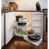 Lemans II Set 2-Shelf Lazy Susan with Soft-Close for Blind Base Corner Cabinets, Chrome and White (574 sq. Model 40, Tray Siz