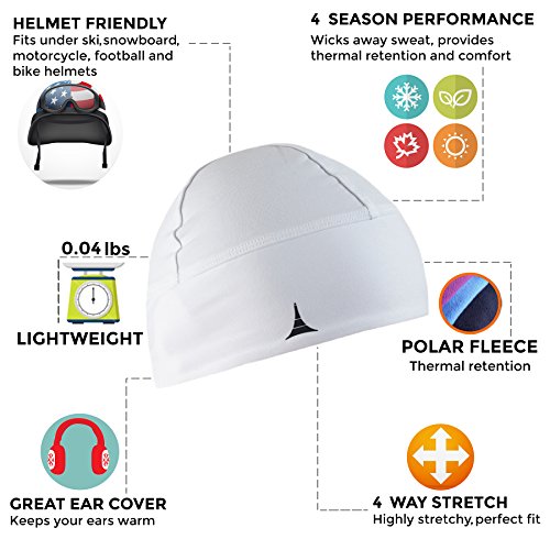 Skull Cap / Helmet Liner / Running Beanie - Ultimate Thermal Retention and Performance Moisture Wicking. Fits under Helmets