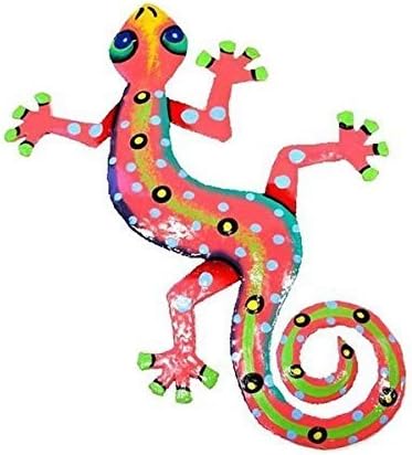 Recycled 2 Metal Geckos Wall Plaque (Pink &amp; Florida)