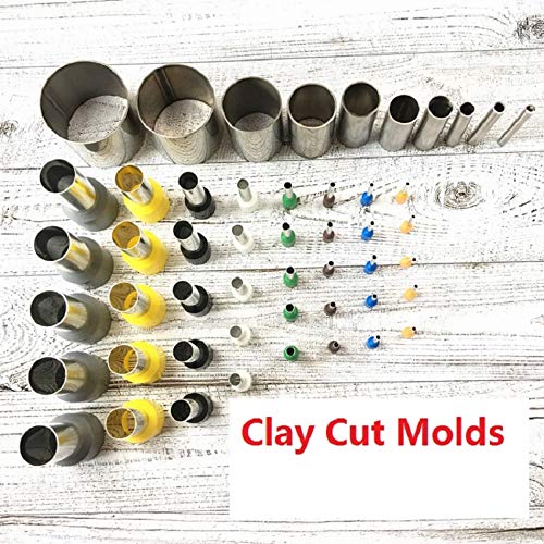 Eaglers Clay Cut Molds - Pottery Ceramics Tools - Steel+Plastic Indentation Rounder Cut - Round Mold Environment Box Packaging 40Pcs for Set