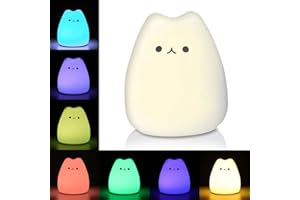 Litake LED Cat Night Light for Kids, Battery Powered Silicone Animal Cute Cat Nursery Night Lights, Portable Night Light, Ideal Multicolor Gifts for Women, Baby, Children, Toddlers, Teen Girls