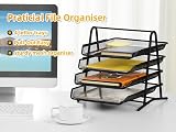 Marbrasse Desk Organiser 4-Tier Letter Tray Mesh File Organizer Black view 7