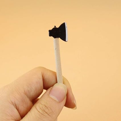 RONSHIN 3Pcs/Set Mini 1:12 Simulation Axe Hoe with Handle Farm Tools Toy for Doll Decoration