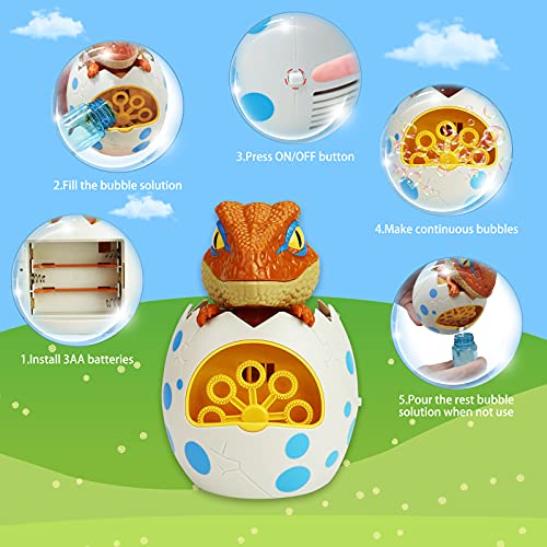 ZIZICG Bubble Machine for Toddlers, Kids, 1000+ Bubbles/min Electric Automatic Bubble Maker Blower (Dinosaur)